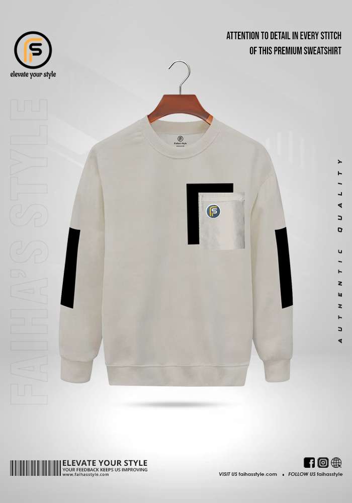 Stylish light ash sweatshirt with a green patch on the chest, perfect for casual wear in Bangladesh. Crafted from high-quality fabric, this modern sweatshirt offers comfort and versatility, ideal for both men and women.