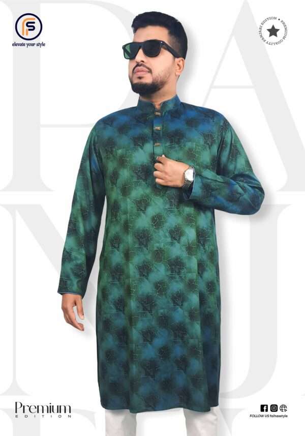 panjabi-grn-clr-copy-kb, Faiha's Men's Printed Panjabi