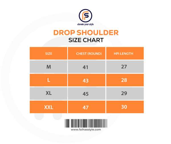 Drop Shoulder Measurement Chart