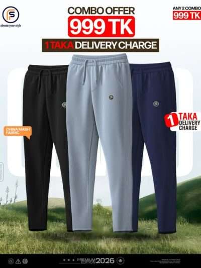 Faiha's Mesh Embossed Combo Trousers for Men - Pack of 2 China Mash Fabric Joggers