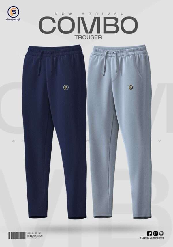 combo blue ash, Faiha’s Mash Embossed Combo Trousers