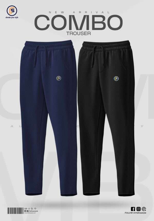 combo blue black, Faiha’s Mash Embossed Combo Trousers