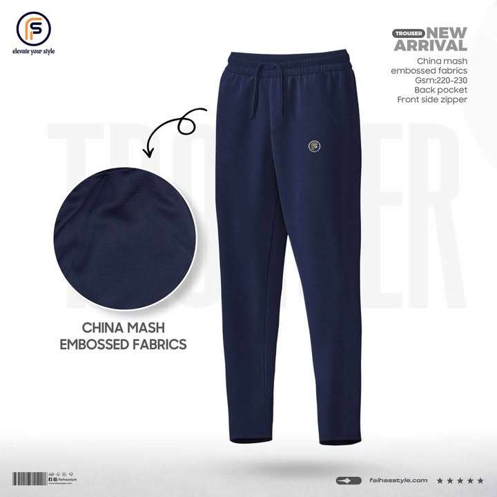 Faiha's China Mash Blue Embossed Trousers