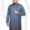 Deep Ash Printed Texture Cotton Panjabi – Exclusive Men's Collection | Faiha's Style Deep ash printed texture panjabi for men – premium soft cotton with all-over prints and snap buttons by Faiha's Style.