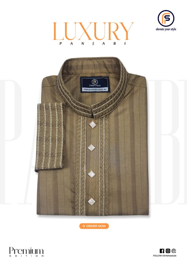 Premium luxury Punjabi in beige with intricate embroidery, from Faiha's Style Frenzial Edition.