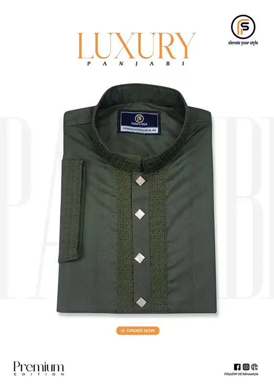 premium-stripe-panjabi-for-men-olive Premium Stripe Panjabi for Men