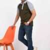 Olive Green Dominant Polo Shirt for Men Front view of olive green and white ash men's combination polo shirt with exclusive design