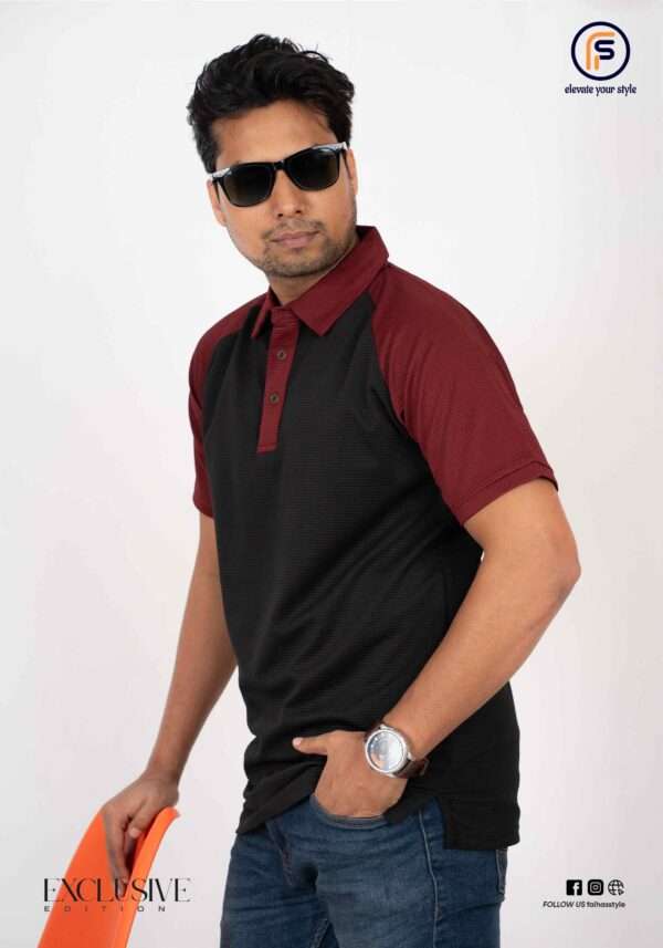 Men's Black Premium Polo Shirt Men's black polo shirt with exclusive design and raglan sleeves