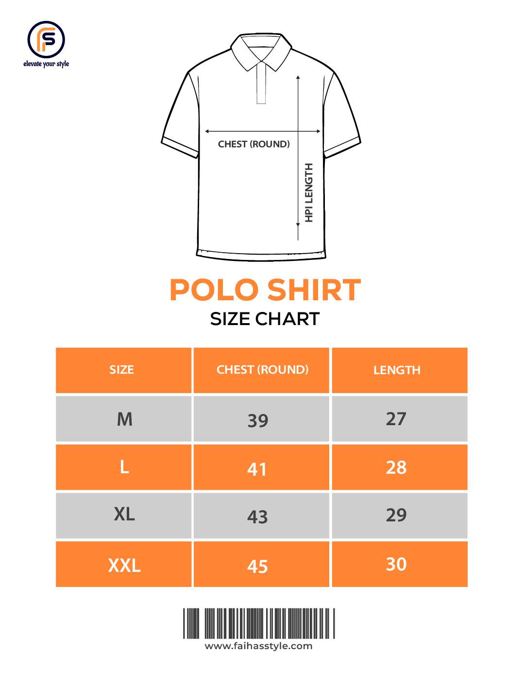 polo size chart