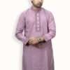 Faiha Basic Signature Edition Dusty Pink Panjabi with jacquard texture and premium metal snap buttons