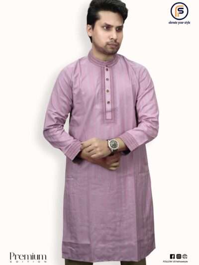 Faiha Basic Signature Edition Panjabi – Dusty Pink Faiha Basic Signature Edition Dusty Pink Panjabi with jacquard texture and premium metal snap buttons