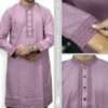 Dusty pink men's embroidered panjabi exclusive striped edition with matching pearl work on neckline and cuffs