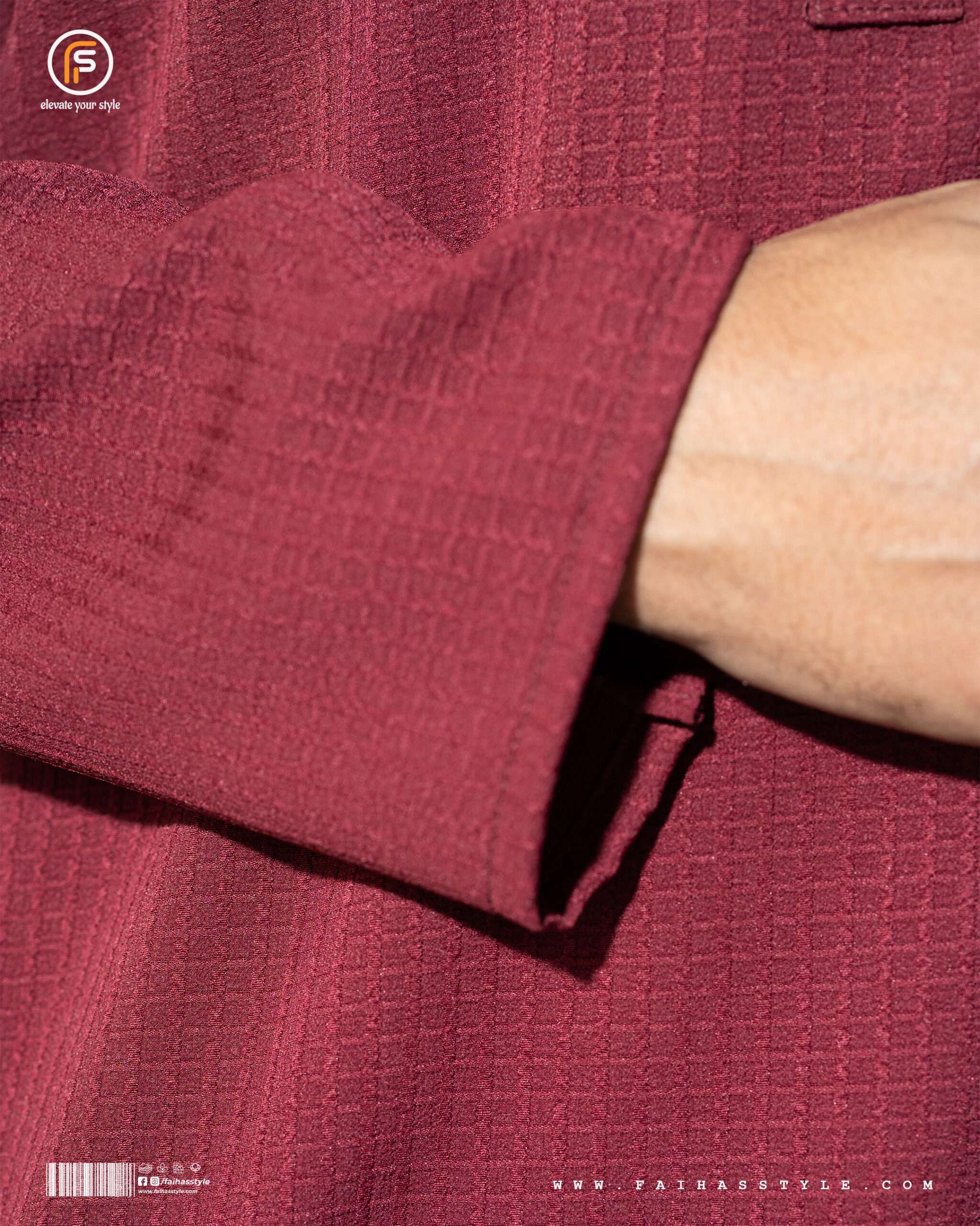 Faihas Gold Edition Premium Maroon Popcorn Jacquard Panjabi for Men Eid 2026