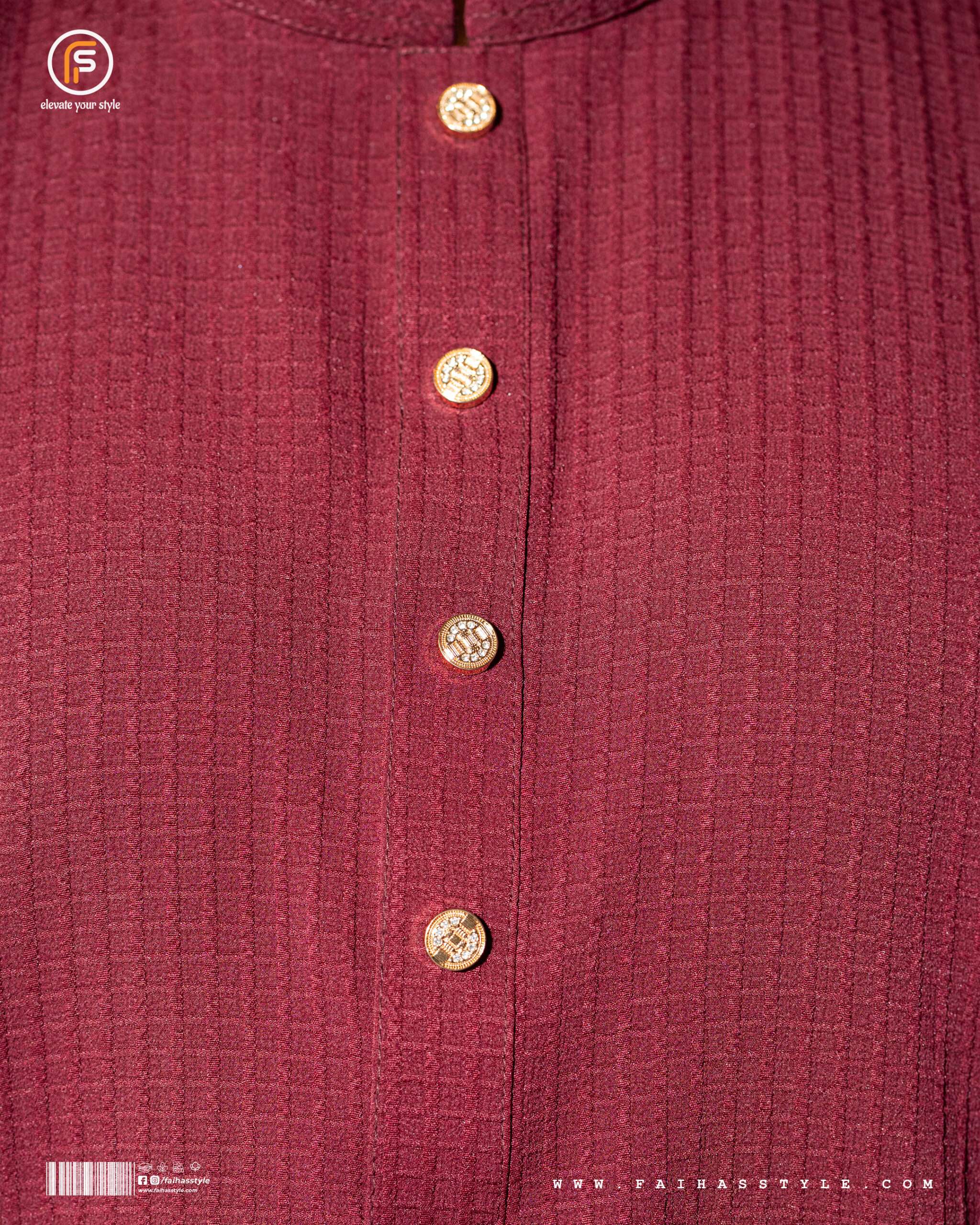 Faihas Gold Edition Premium Maroon Popcorn Jacquard Panjabi for Men Eid 2026