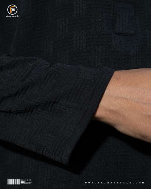 Faihas Gold Edition Black Panjabi for men with imported jacquard fabric and gold buttons