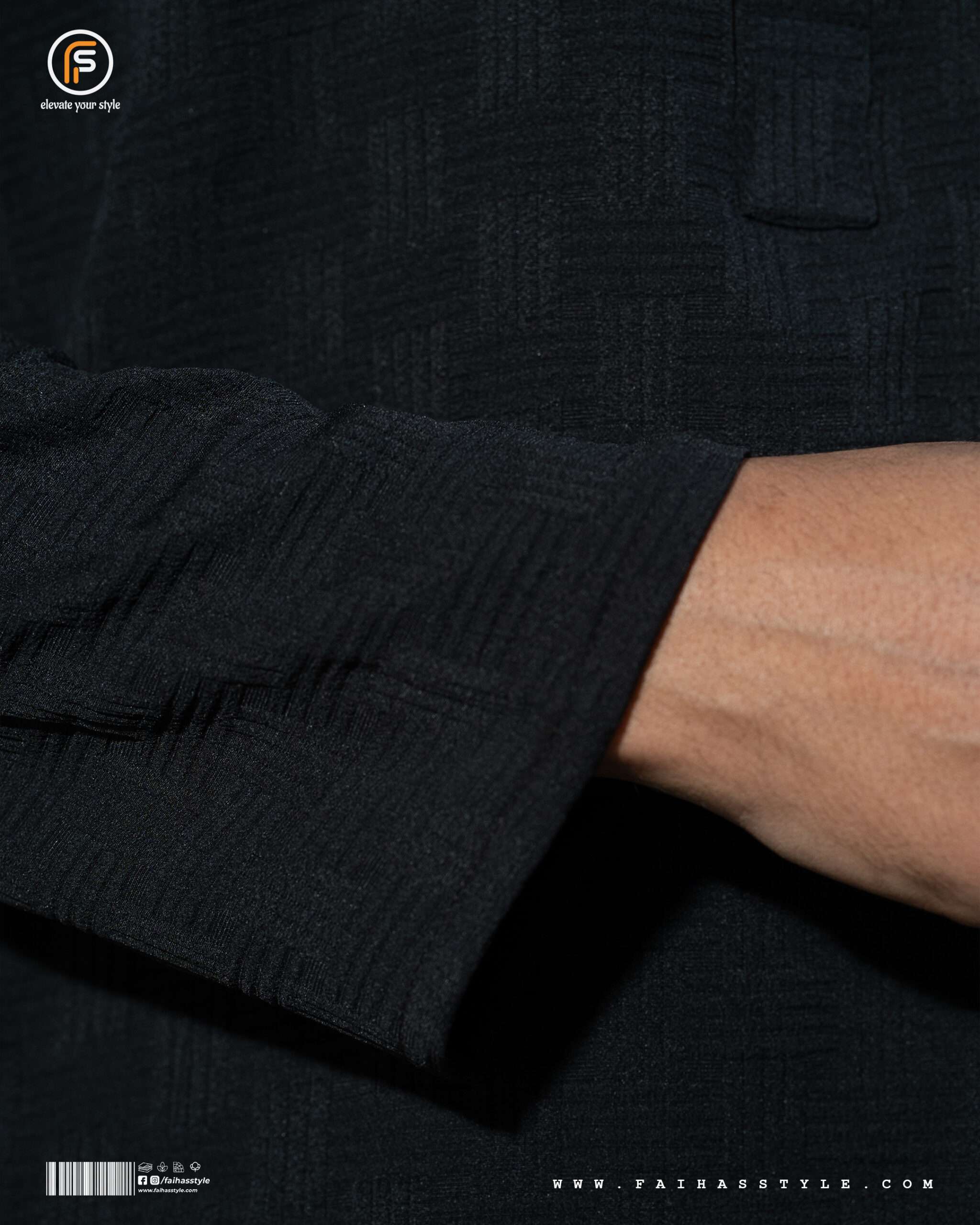 Faihas Gold Edition Black Panjabi for men with imported jacquard fabric and gold buttons