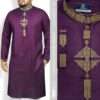 "Deep Maroon Panjabi with Gold Embroidery - Faiha's Style Exclusive Premium Edition Size XL-44"