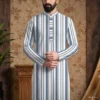 Jafran Classic Panjabi for Men Blue White Stripe | Faiha's Style