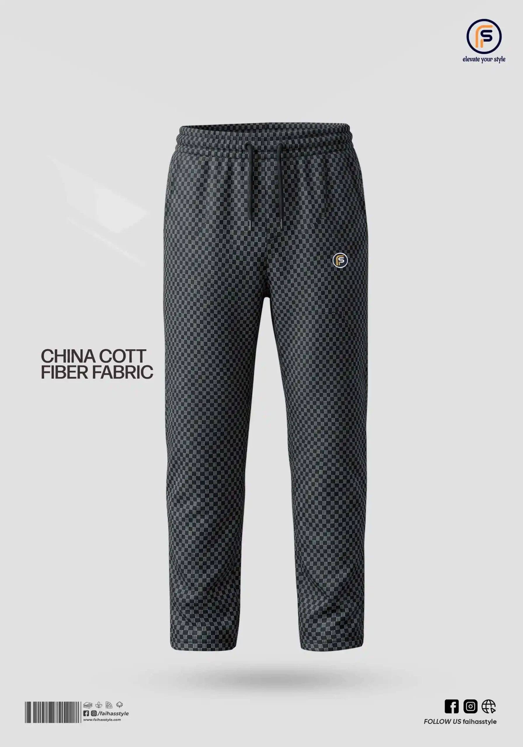 Premium Check Trouser for Men Black | Faiha's Style
