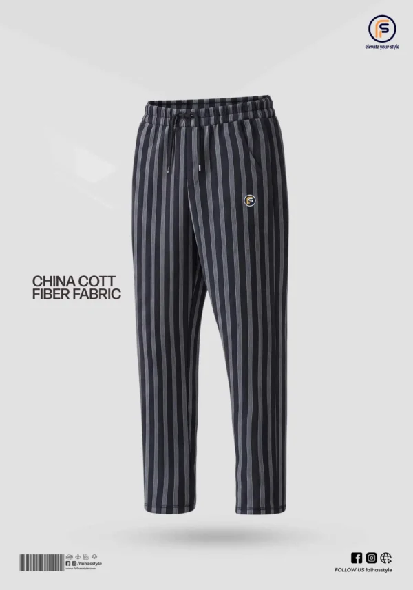Premium Stripe Trouser for Men Black Grey | Faiha's Style