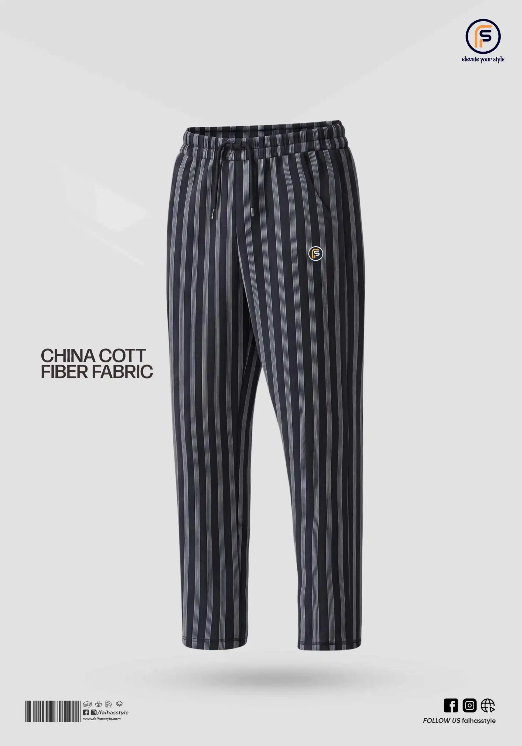 Premium Stripe Trouser for Men Black Grey | Faiha's Style