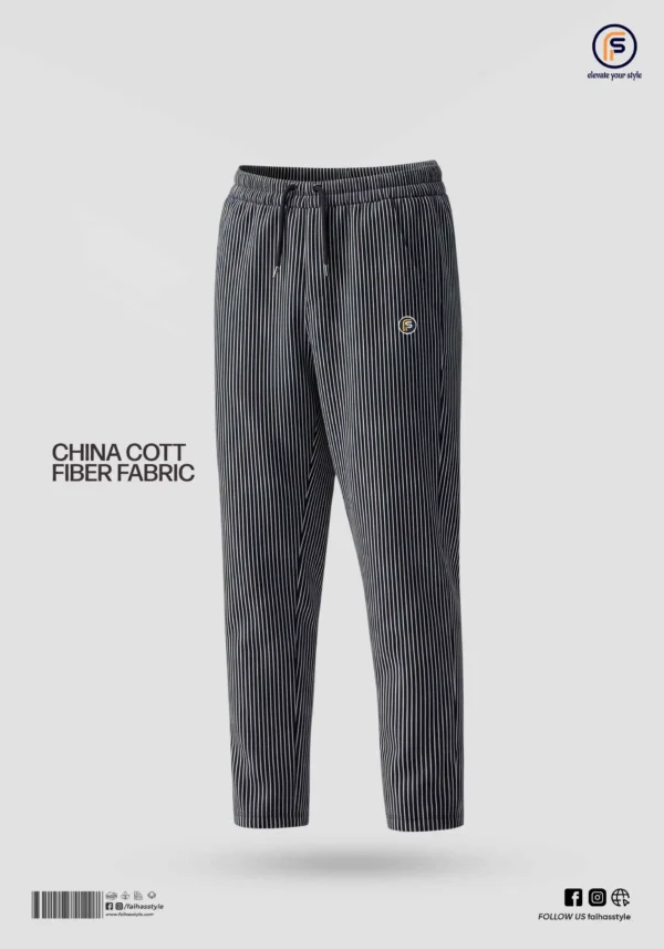 Premium Stripe Trouser for Men Black White | Faiha's Style