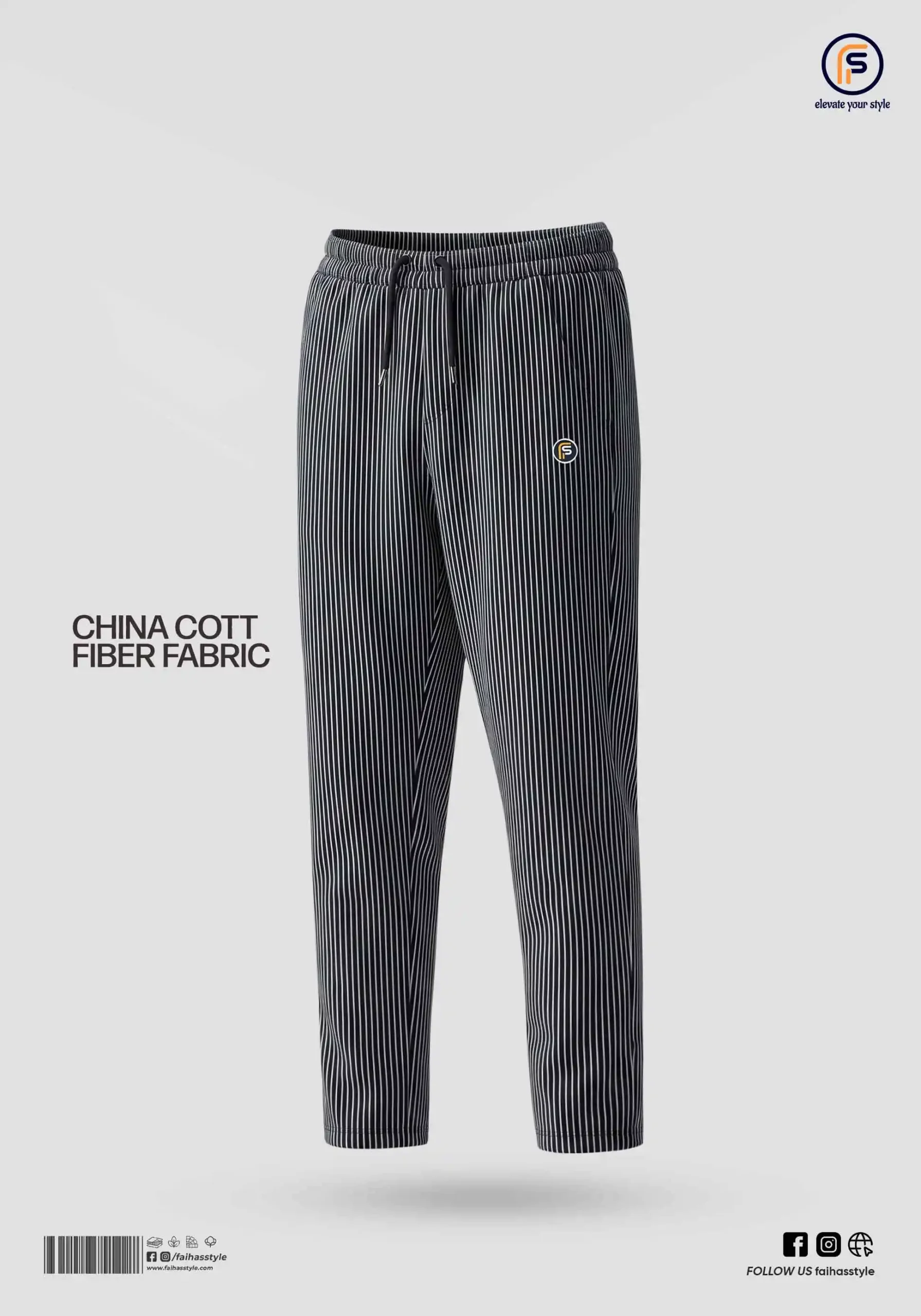Premium Stripe Trouser for Men Black White | Faiha's Style