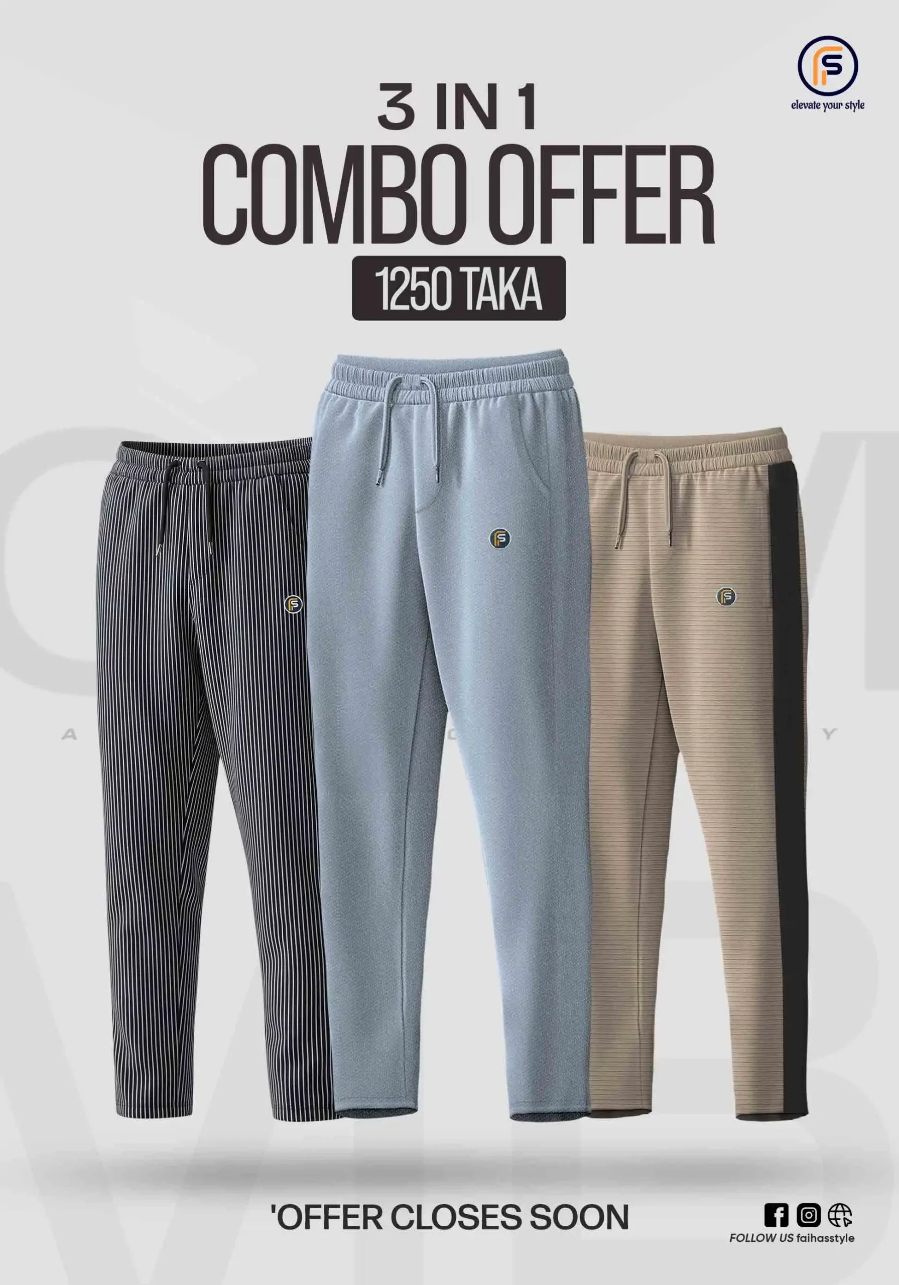 3 Style Combo Trouser Offer at ৳1,250 | Faiha's Style