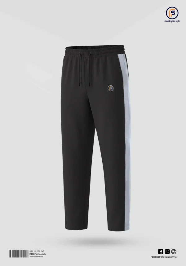 Korean Side Contrast Trouser in Black | Faiha's Style