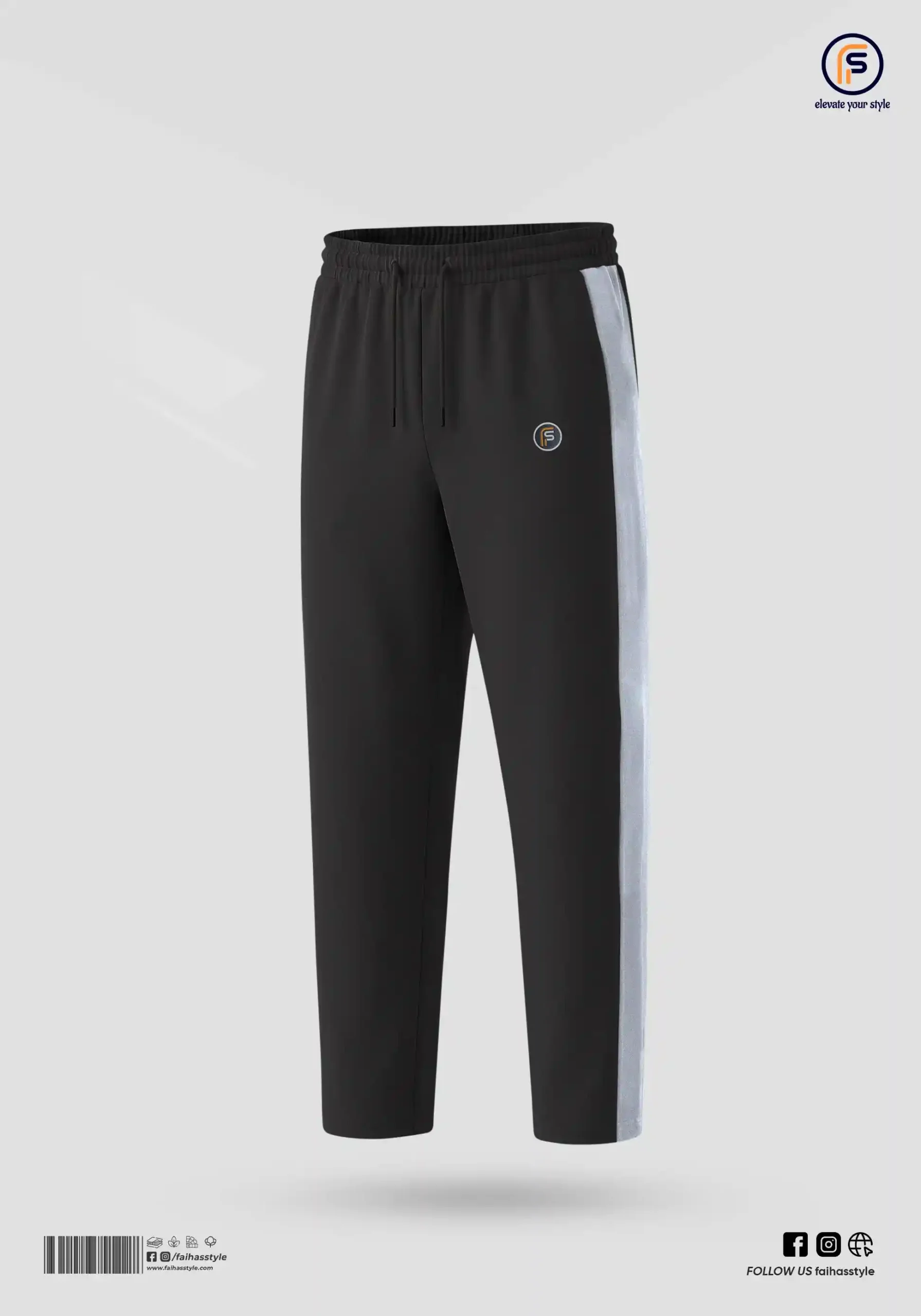 Korean Side Contrast Trouser in Black | Faiha's Style