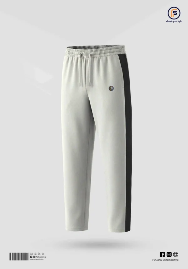 Korean Side Contrast Trouser in White | Faiha's Style