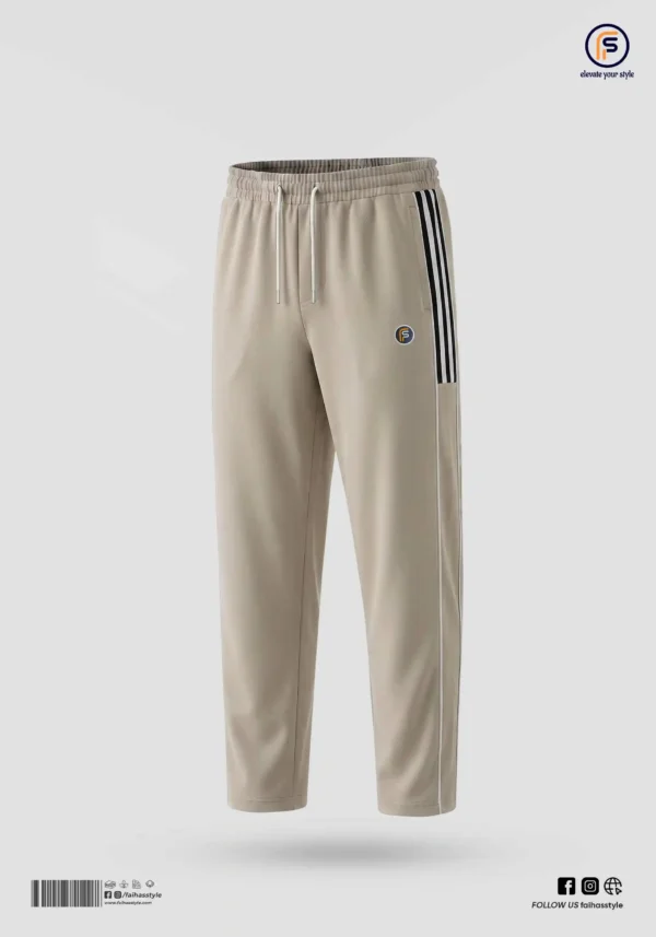 Premium Contrast Duby Trouser for Men in Biscuit with Side Piping