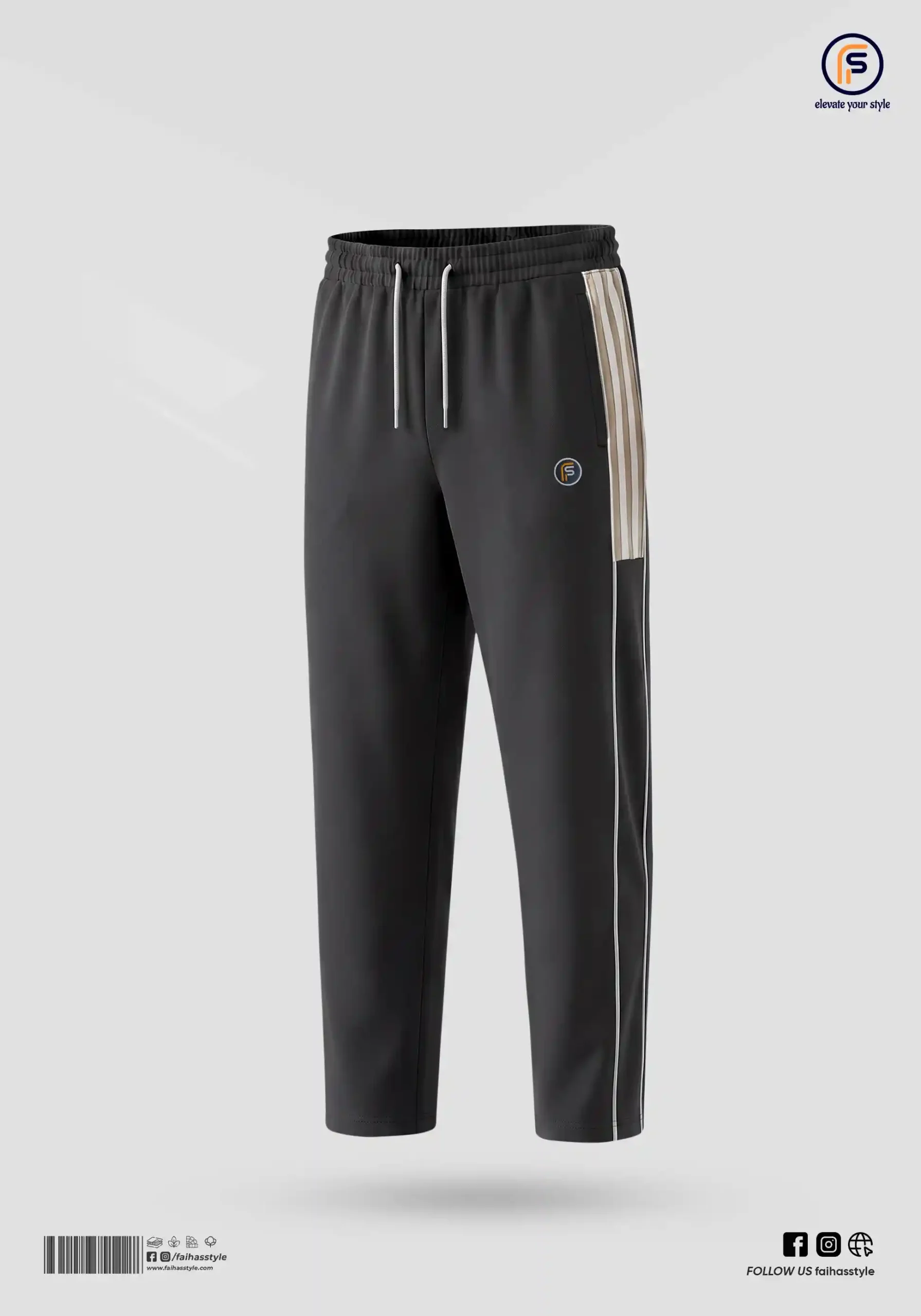 Premium Contrast Duby Trouser for Men in Black with Side Piping