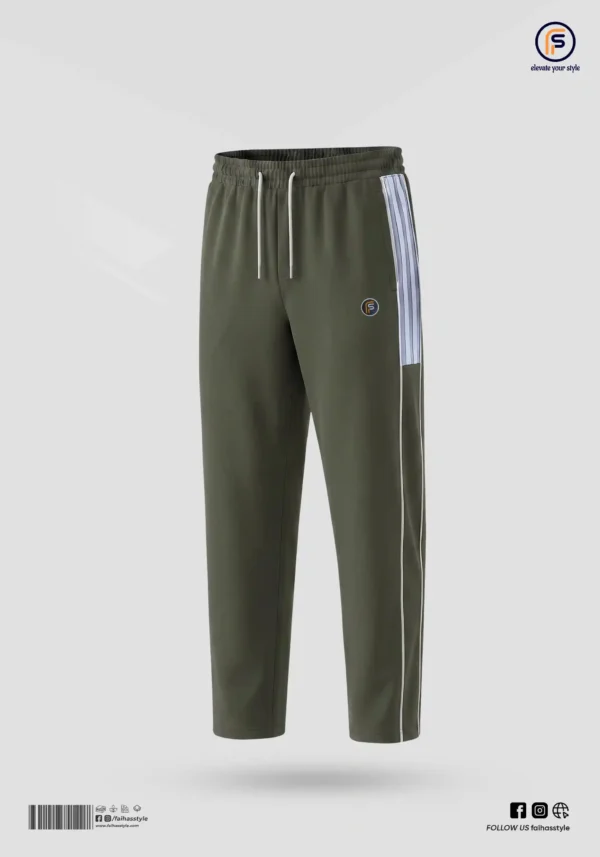 Premium Contrast Duby Trouser for Men in Green with Side Piping