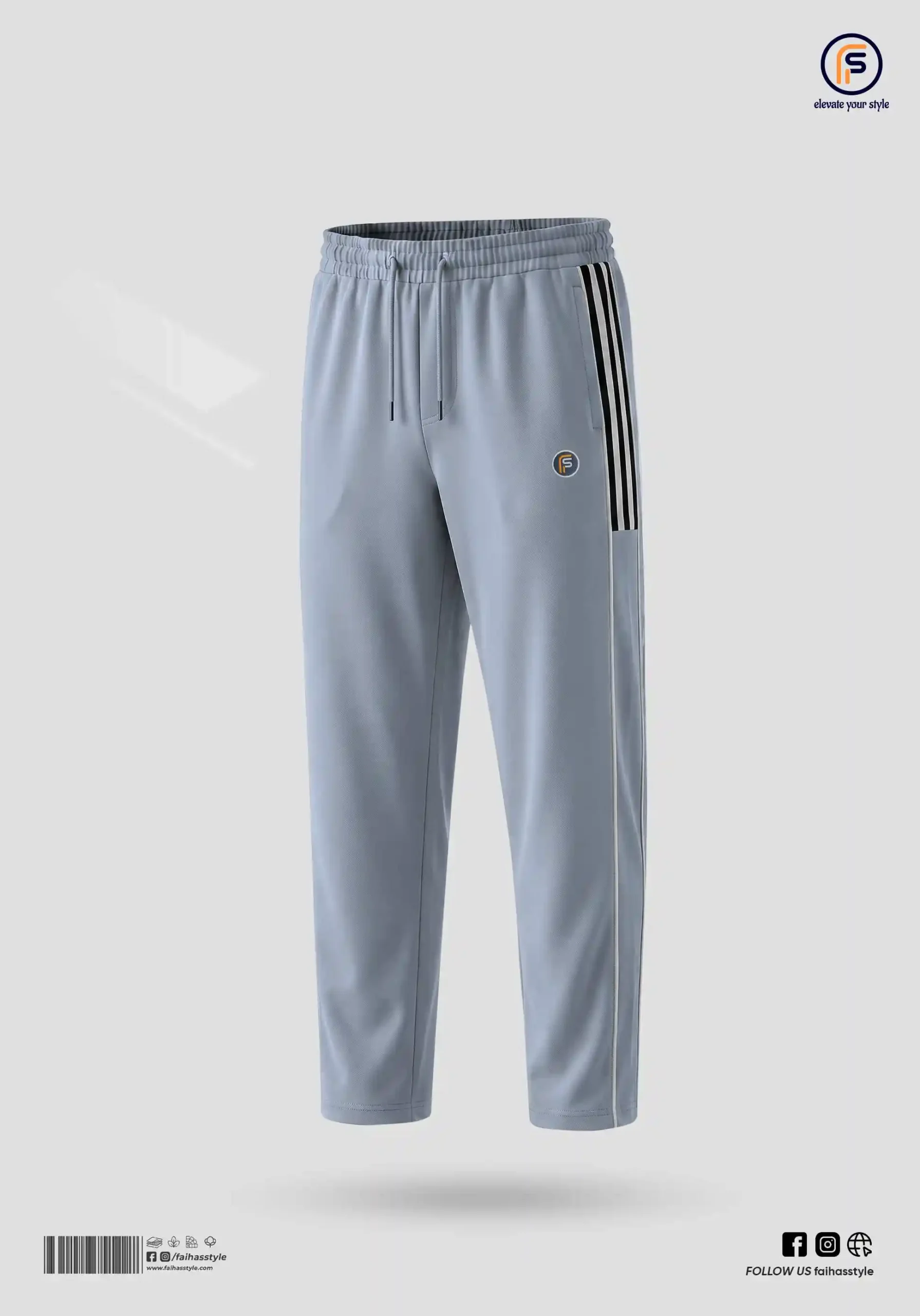 Premium Contrast Duby Trouser for Men in Light Blue with Side Piping