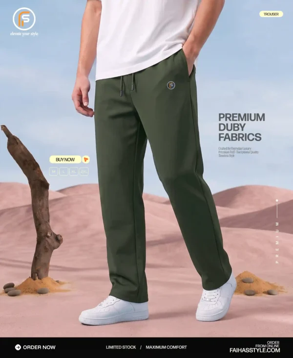 Premium Dobby Trouser for Men Green | Faiha's Style