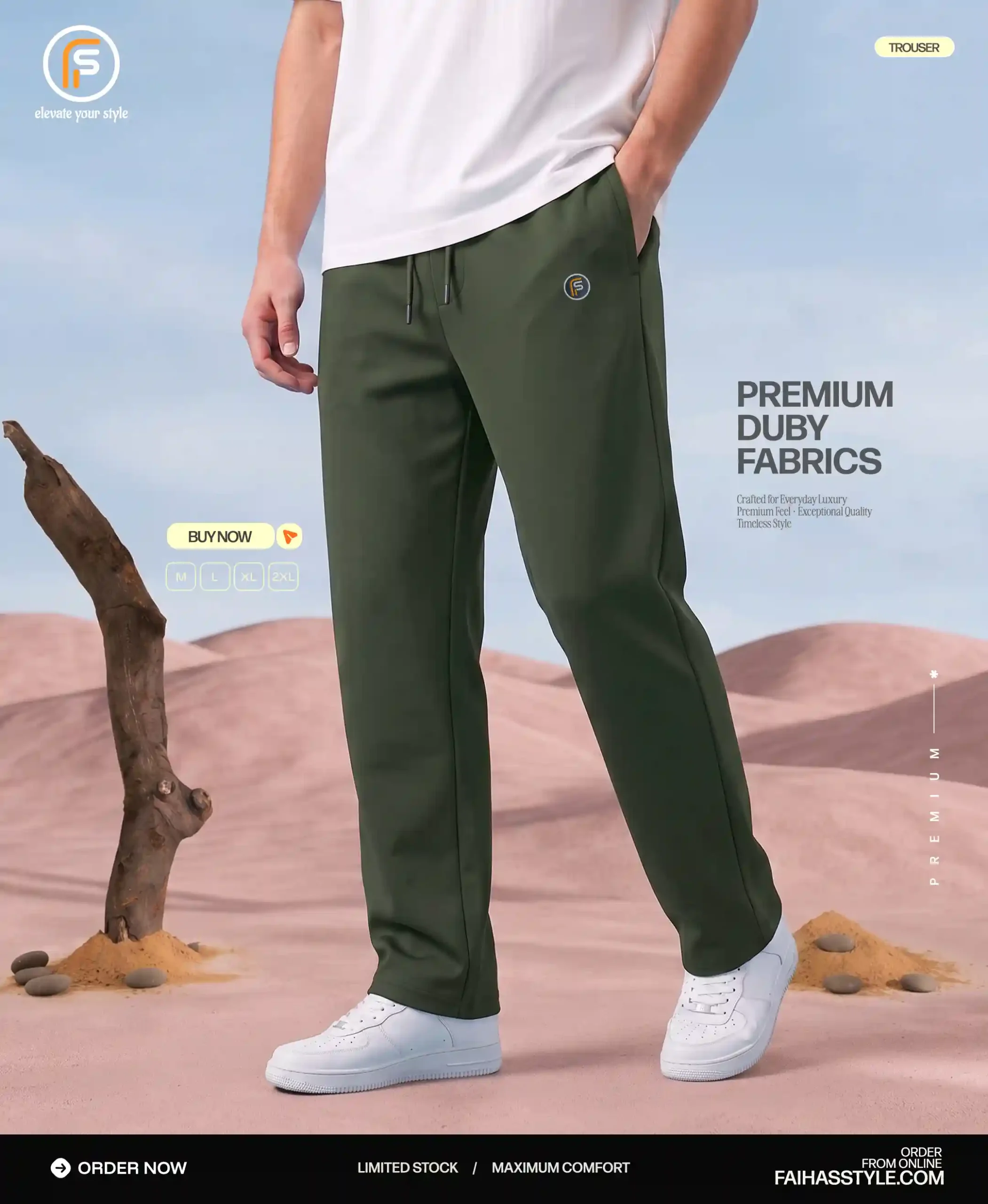 Premium Dobby Trouser for Men Green | Faiha's Style