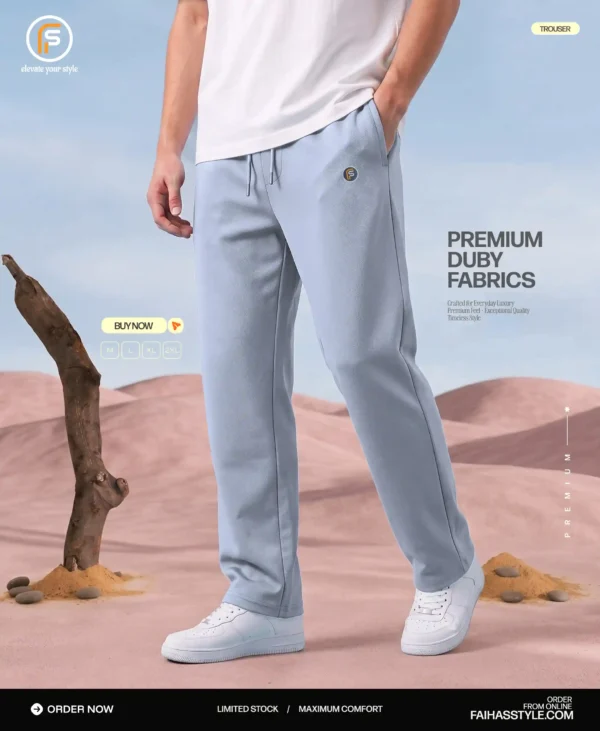 Premium Dobby Trouser for Men Light Blue | Faiha's Style