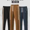 Men's Everyday Combo 02 with Brown 2 Pipen Baggy, Deep Ash Pocket Pipen and Black Side Contrast Trousers | Faiha's Style