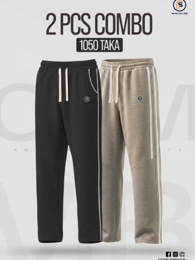 Men's Signature Duo with Black Pocket Pipen Trouser and Biscuit 2 Pipen Baggy Trouser | Faiha's Style
