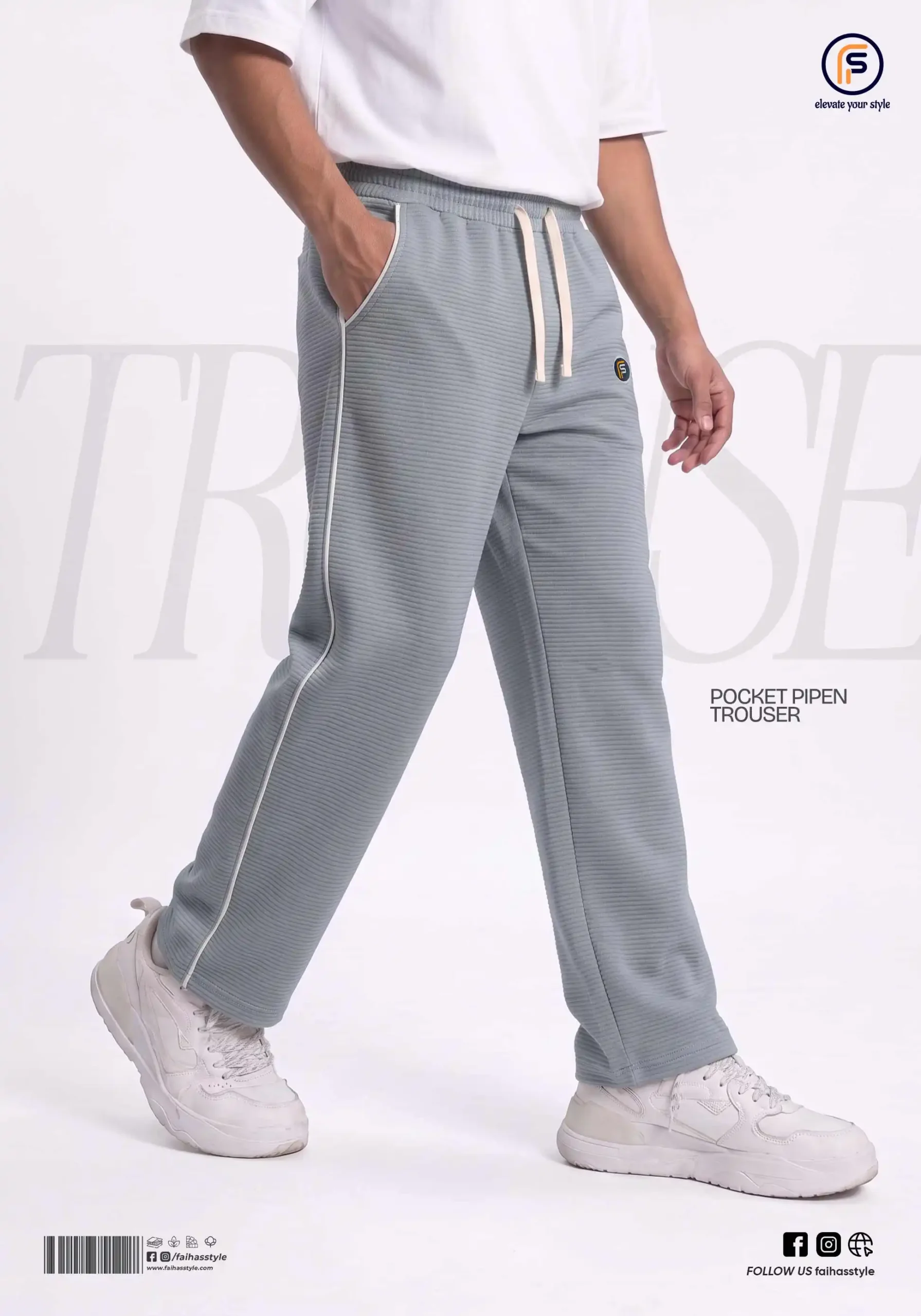 Pocket Pipen Trouser in Light Ash | Faiha's Style