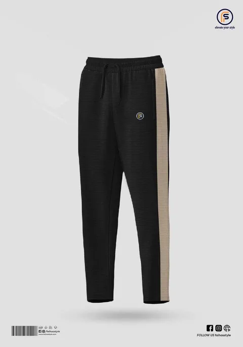 Side Contrast Trouser in Black | Faiha's Style