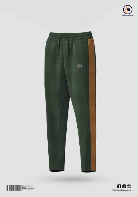 Side Contrast Trouser in Olive Green | Faiha's Style